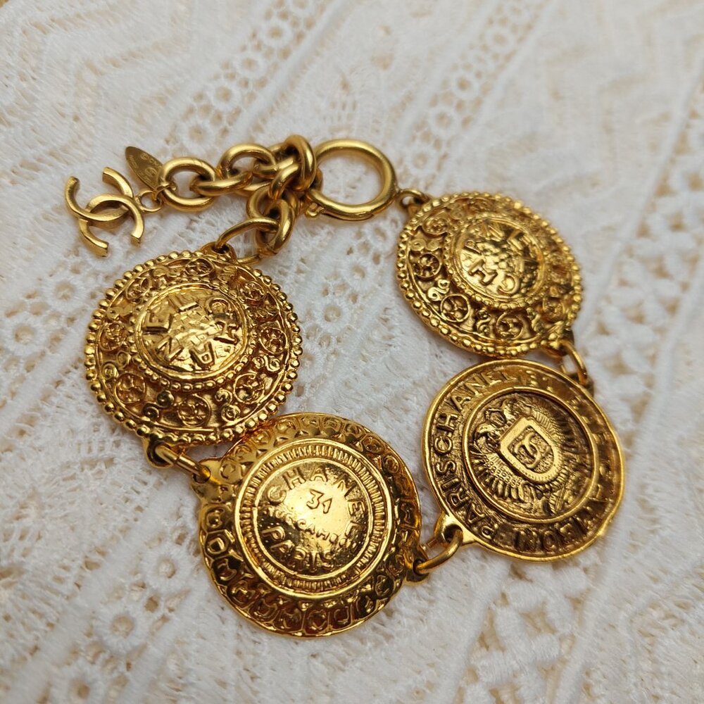 CHANEL Gold Medallion CC Bracelet